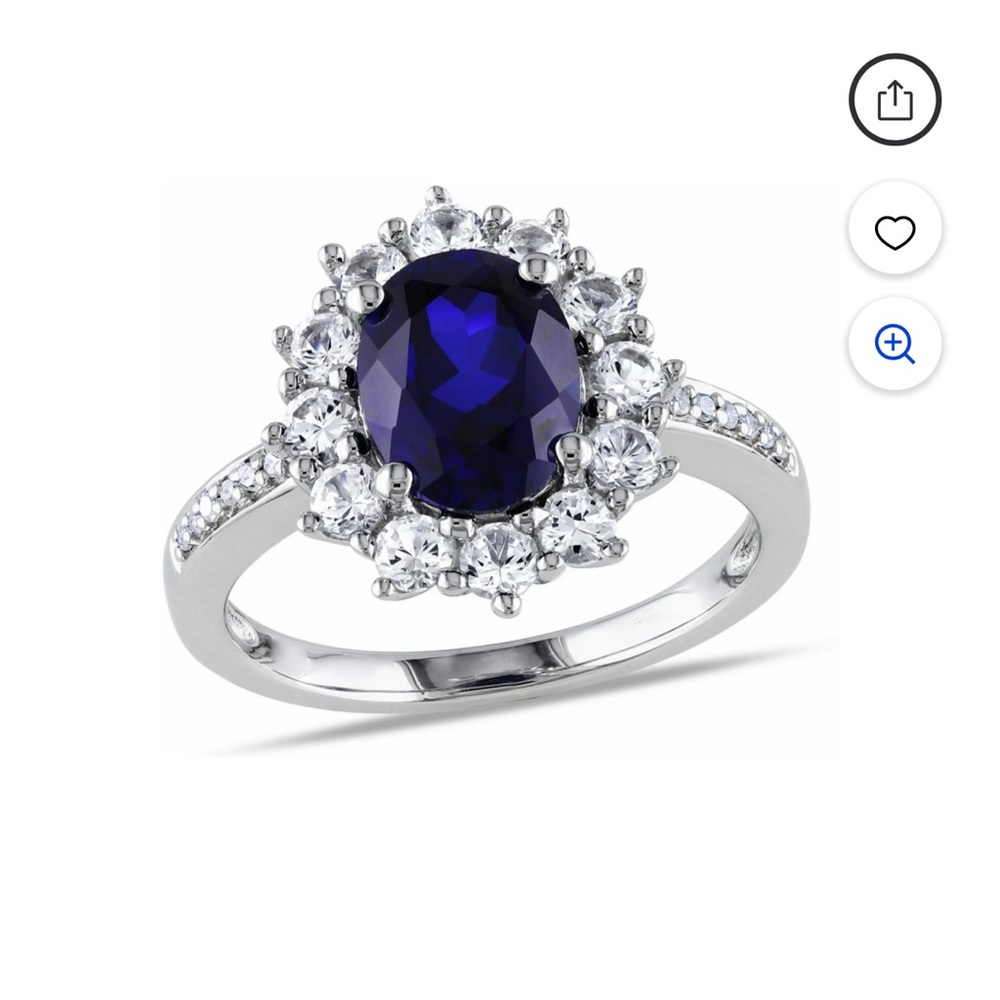 Blue and White Sapphire Ring (new with box)